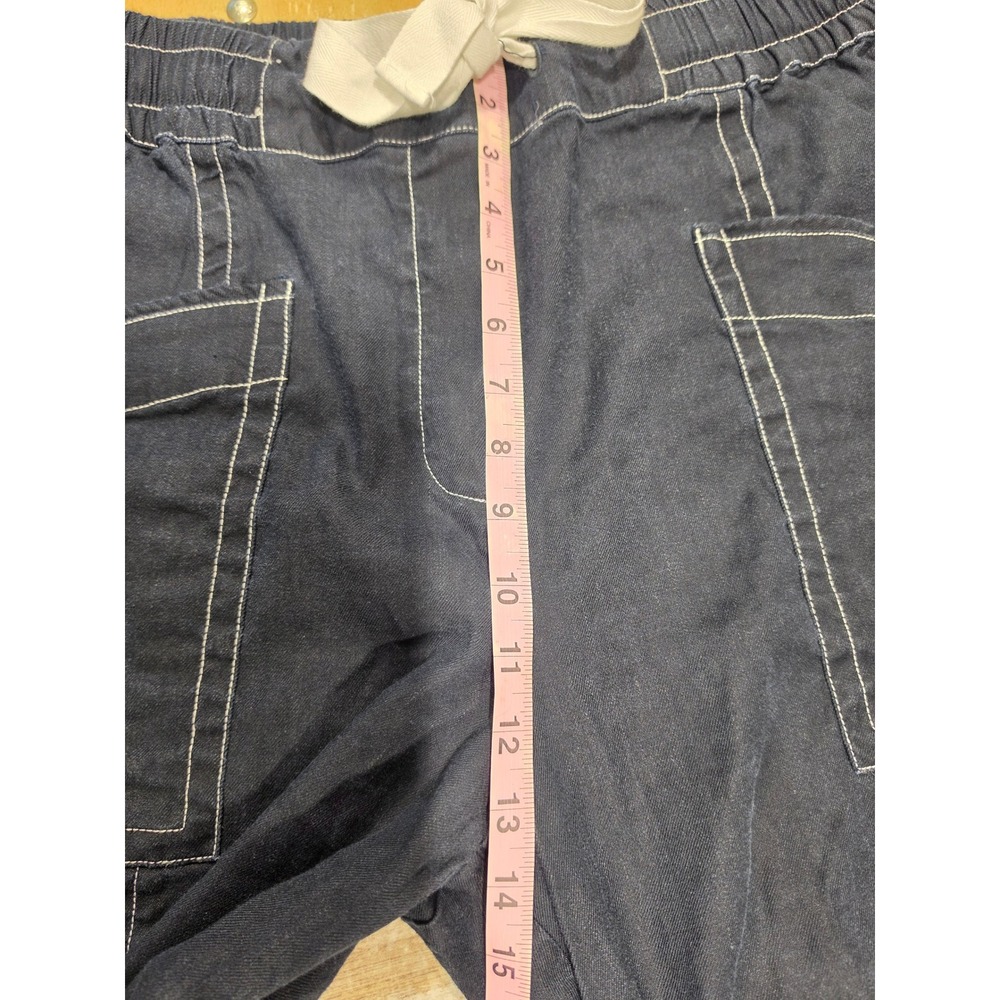 Maeve Anthropologie Linen Blend Wide Leg Contrast Stitch Pants Large - Picture 12 of 13
